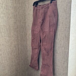 Free People Mauve Frayed Hem Pants